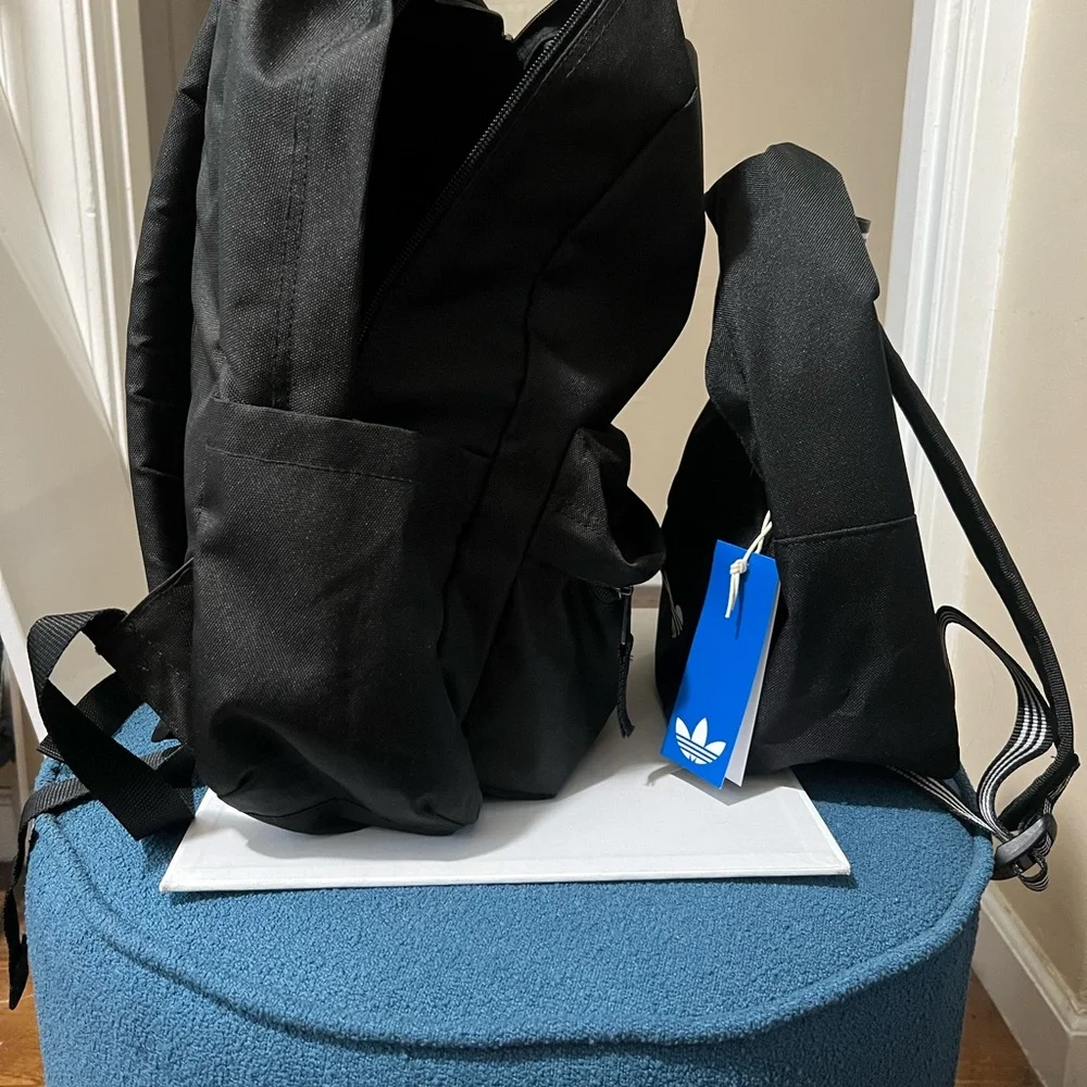 adidas Black Mini Backpack with White Trefoil - Picture 6 of 6